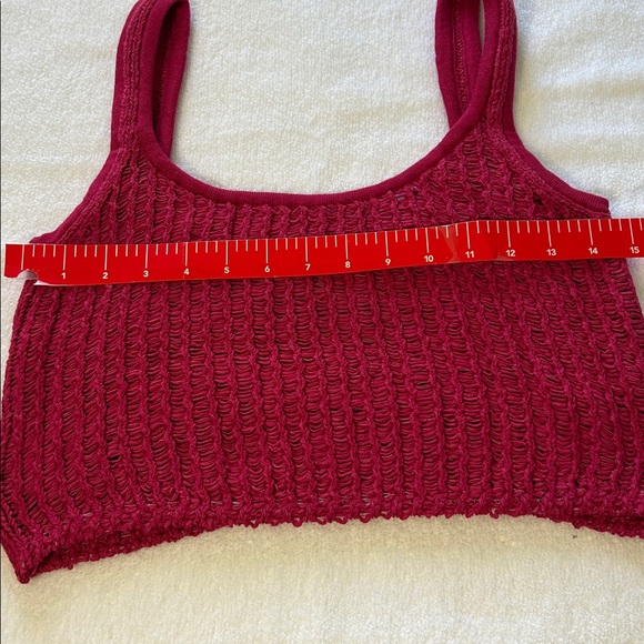 FP Beach Small Set Havana Sweater Set Free People in Love Potion Red Cotton Knit - Picture 11 of 14